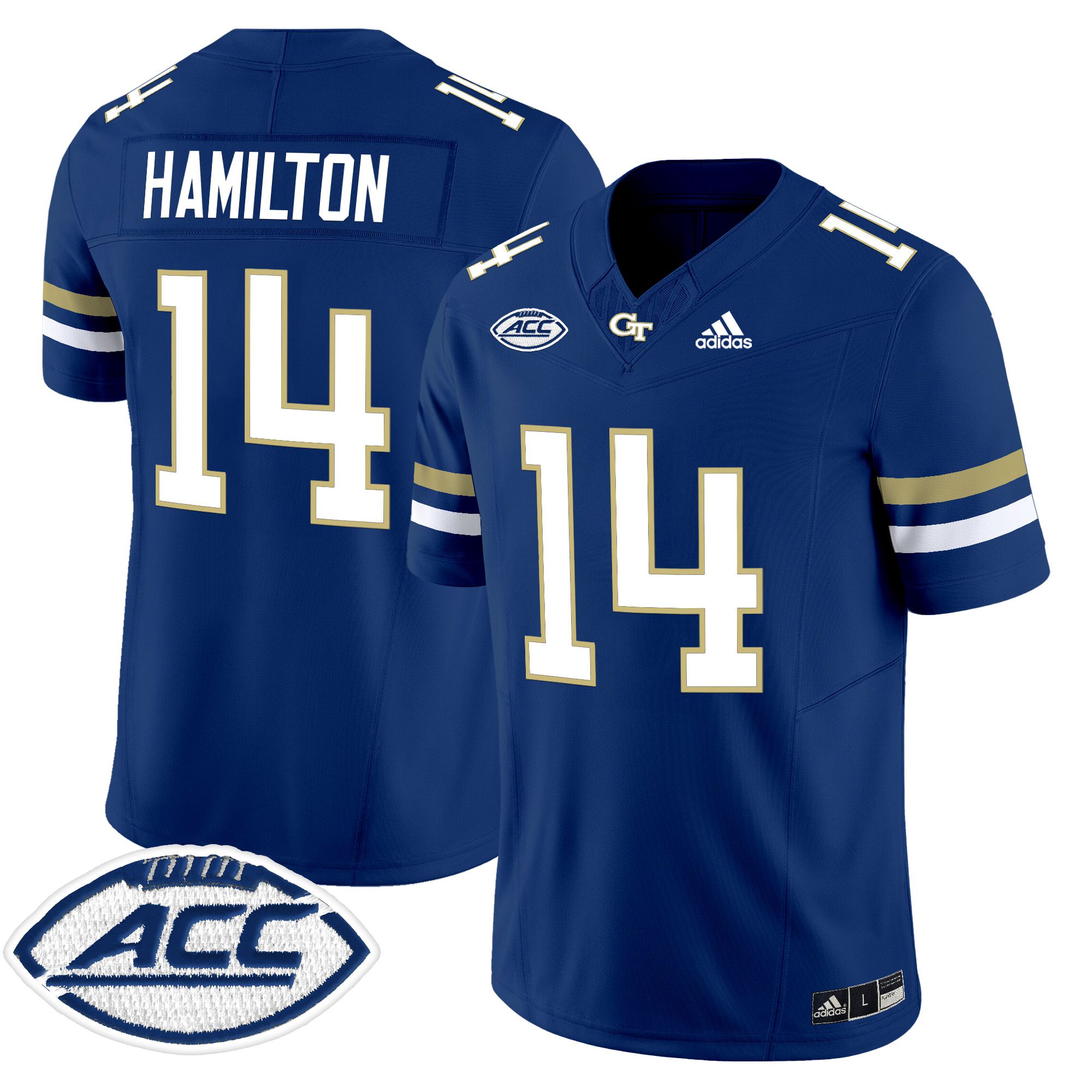 Men Georgia Tech #14 Hamilton Blue Asidas 2024 Vapor Limited NCAA Jersey style 1